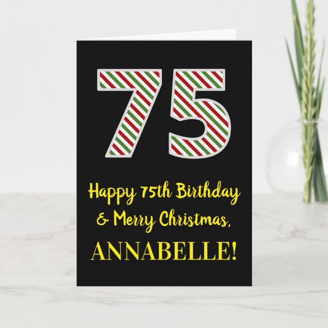 Happy 75th Birthday & Merry Christmas, Custom Name Kort (Framsida)