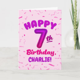 Happy 7th Birthday Card with Custom Name Kort