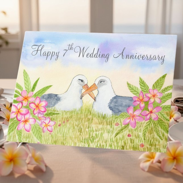 Happy 7th Wedding Anniversary Laysan Albatross Kort (Skapare uppladdad)