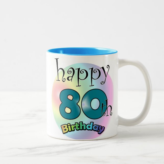 Happy 80th Birthday Två-Tonad Mugg (Höger)