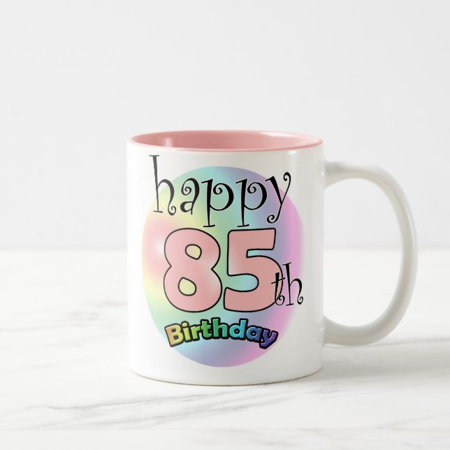 Happy 85th Birthday (Roze) Två-Tonad Mugg (Höger)