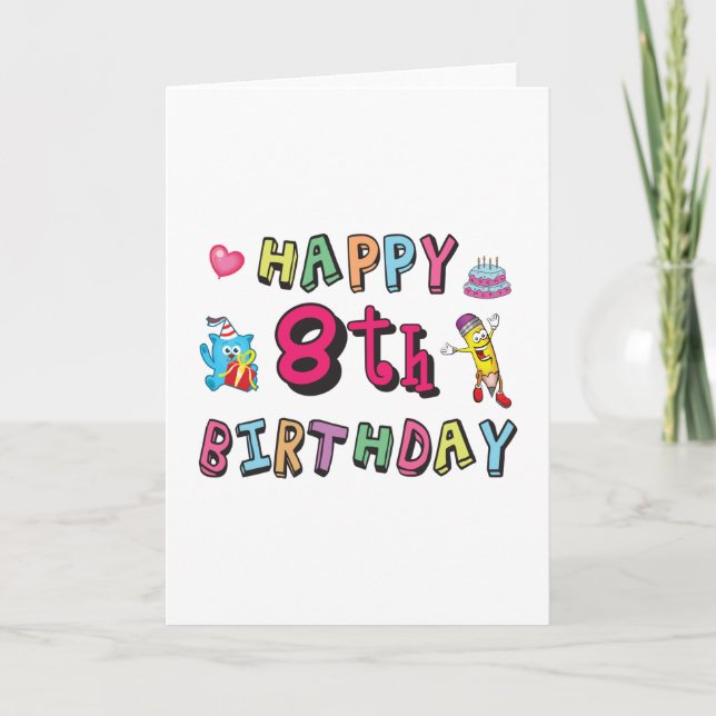 Happy 8th Birthday. 8 year b-day surprise Kort (Framsida)