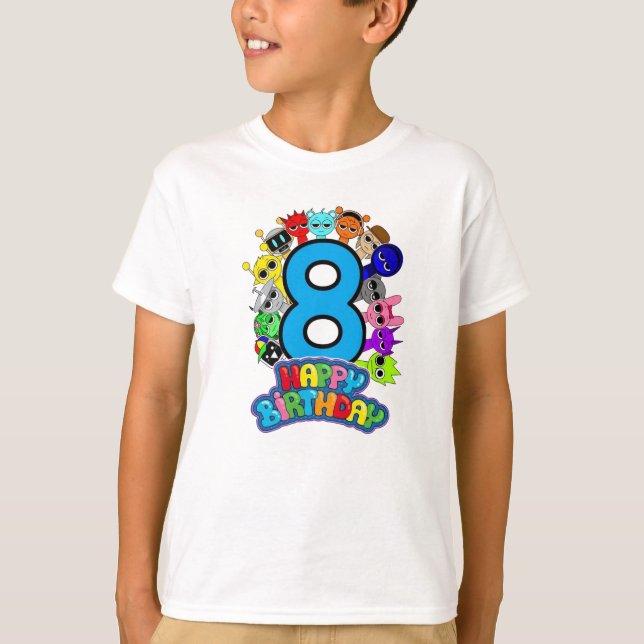 Happy 8th Birthday Sprunki - Simon Oren Funbot T Shirt (Framsida)