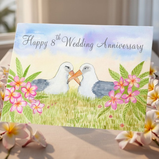 Happy 8th Wedding Anniversary Laysan Albatross Kort (Skapare uppladdad)