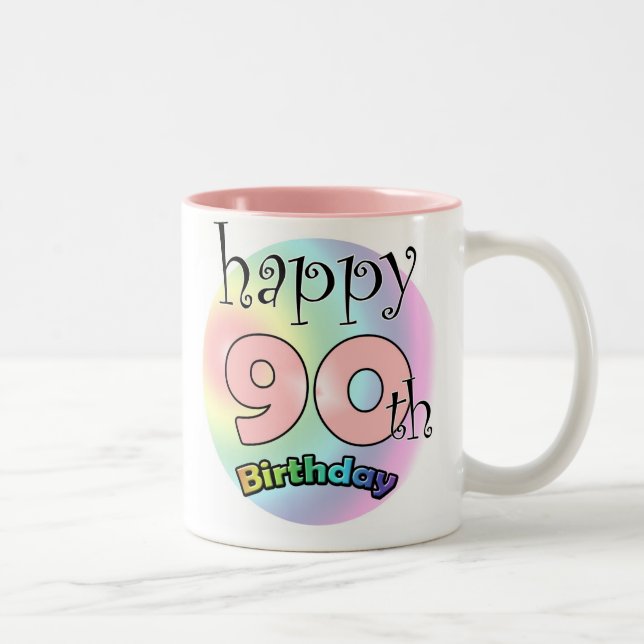 Happy 90th Birthday (roze) Två-Tonad Mugg (Höger)