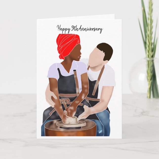 Happy 9th Anniversary Interracial Couple Clay Kort (Framsida)