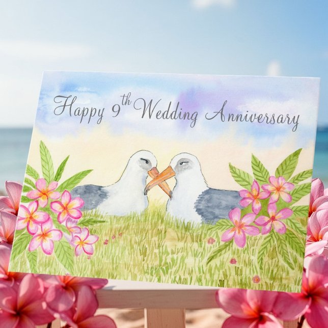 Happy 9th Wedding Anniversary Laysan Albatross Kort (Skapare uppladdad)