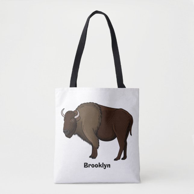 Happy American bison buffalo illustration Tygkasse (Framsida)