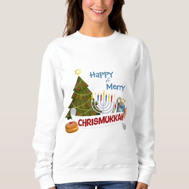 Happy and Merry Chrismukkah Interfaith Holiday Art T Shirt (Framsida)