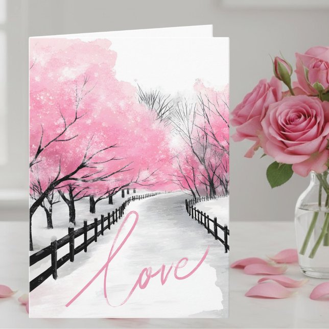 Happy Anniversary Card-Elegant Pink Love Script  Kort (Skapare uppladdad)