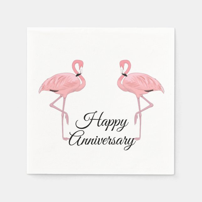 Happy Anniversary Classic Pink Flamingos Pappersservett (Framsidan)