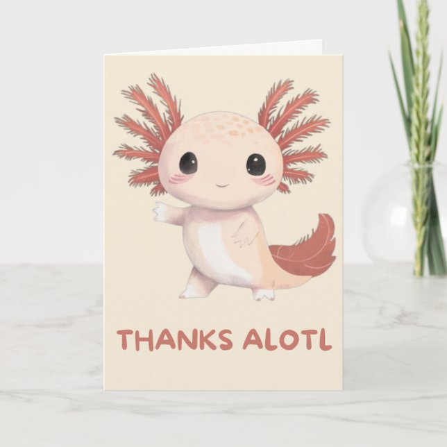 Happy Anniversary Cute Funny Simple Axolotl Card Kort (Framsida)