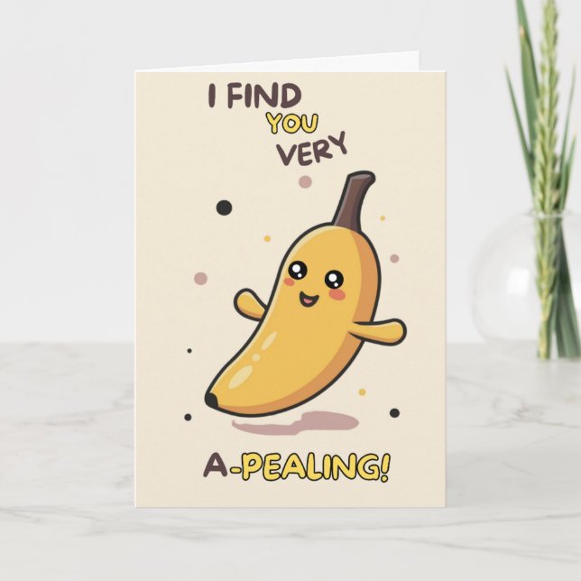 Happy Anniversary Cute Funny Simple Banana Card Kort (Framsida)
