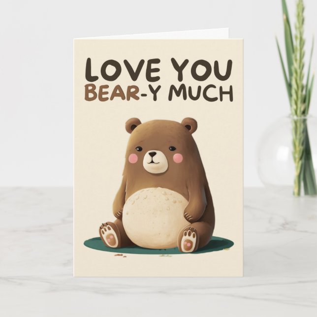 Happy Anniversary Cute Funny Simple Bear Card Kort (Framsida)