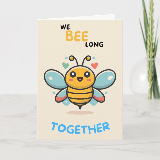 Happy Anniversary Cute Funny Simple Bee Card Kort (Framsida)