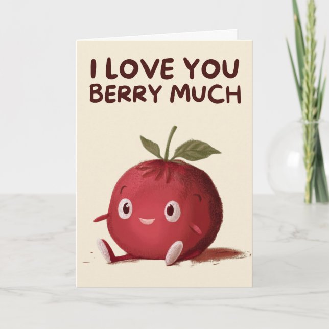 Happy Anniversary Cute Funny Simple Berry Card Kort (Framsida)