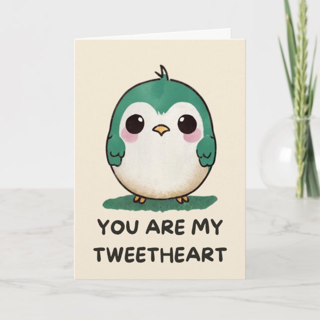 Happy Anniversary Cute Funny Simple Bird Card Kort (Framsida)