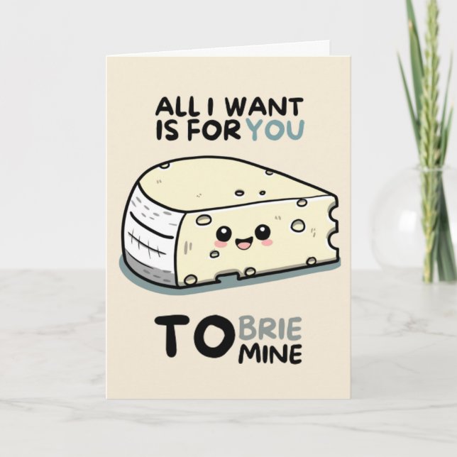 Happy Anniversary Cute Funny Simple Brie Card Kort (Framsida)