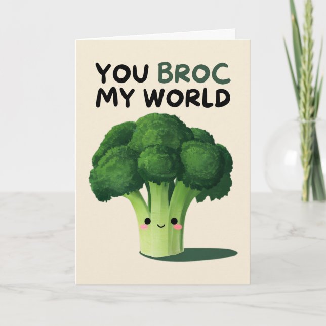 Happy Anniversary Cute Funny Simple Broccoli Card Kort (Framsida)