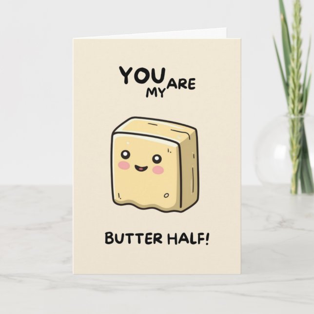 Happy Anniversary Cute Funny Simple Butter Card Kort (Framsida)