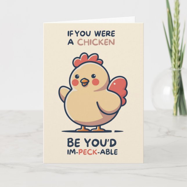 Happy Anniversary Cute Funny Simple Chicken Card Kort (Framsida)