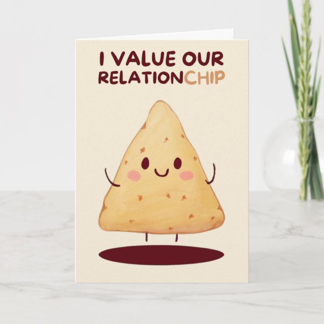 Happy Anniversary Cute Funny Simple Chip Card Kort (Framsida)