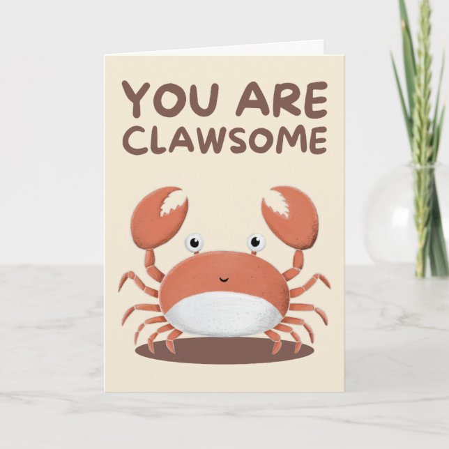 Happy Anniversary Cute Funny Simple Crab Card Kort (Framsida)