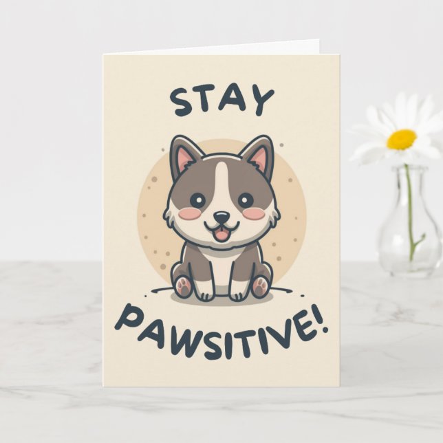 Happy Anniversary Cute Funny Simple Dog Card  Kort (Liten växt)