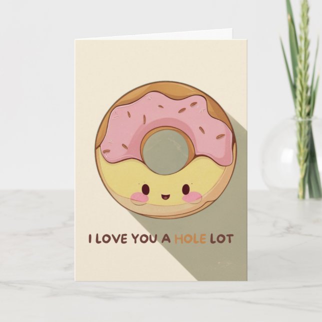Happy Anniversary Cute Funny Simple Donut Card Kort (Framsida)