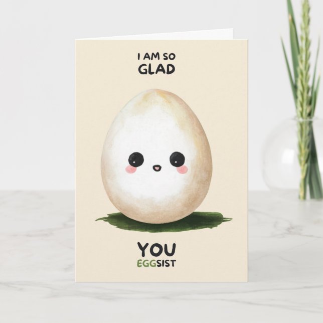 Happy Anniversary Cute Funny Simple Egg Card Kort (Framsida)