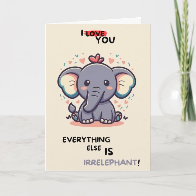 Happy Anniversary Cute Funny Simple Elephant Card Kort (Framsida)