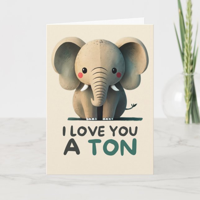 Happy Anniversary Cute Funny Simple Elephant Card Kort (Framsida)