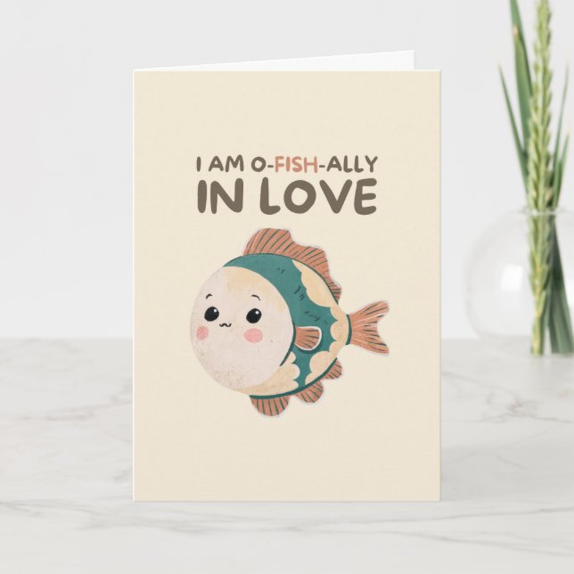 Happy Anniversary Cute Funny Simple Fish Card Kort (Framsida)