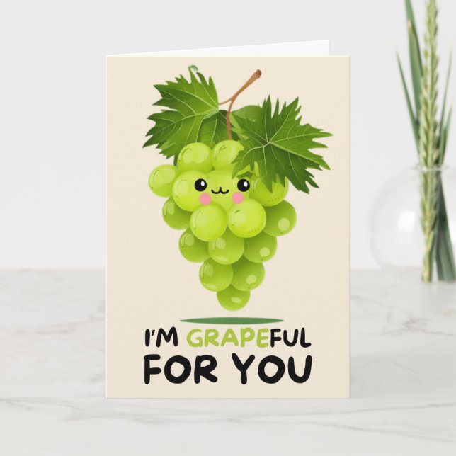 Happy Anniversary Cute Funny Simple Grape Card Kort (Framsida)