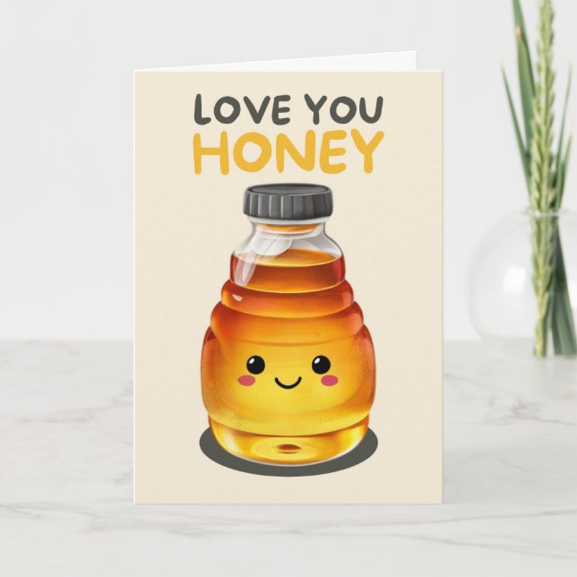 Happy Anniversary Cute Funny Simple Honey Card Kort (Framsida)