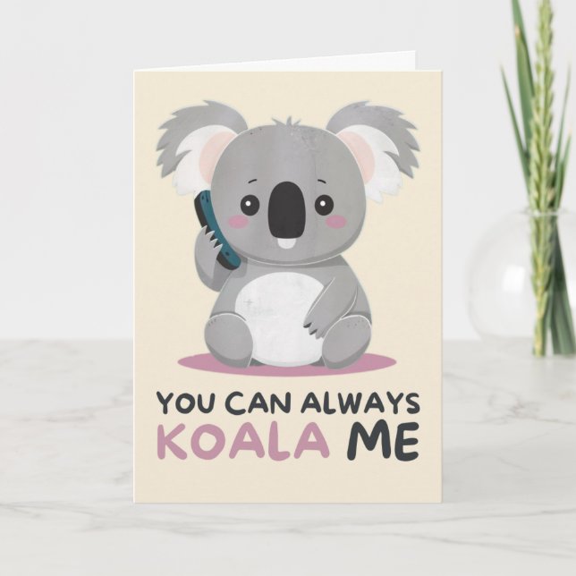 Happy Anniversary Cute Funny Simple Koala Card Kort (Framsida)