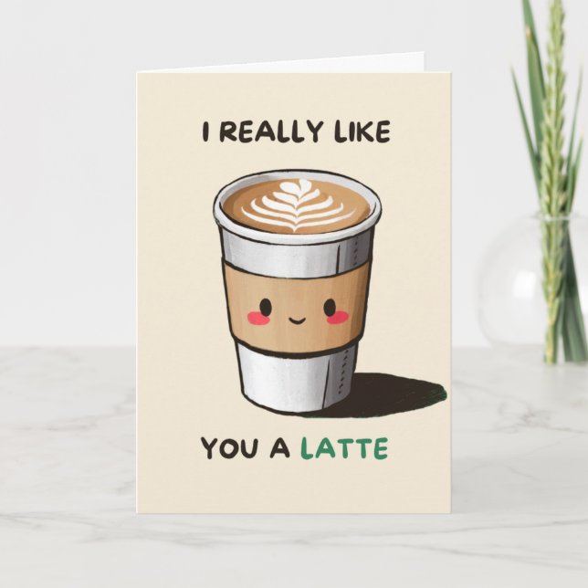 Happy Anniversary Cute Funny Simple Latte Card Kort (Framsida)