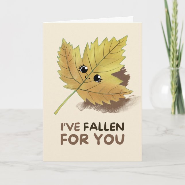 Happy Anniversary Cute Funny Simple Leaf Card Kort (Framsida)