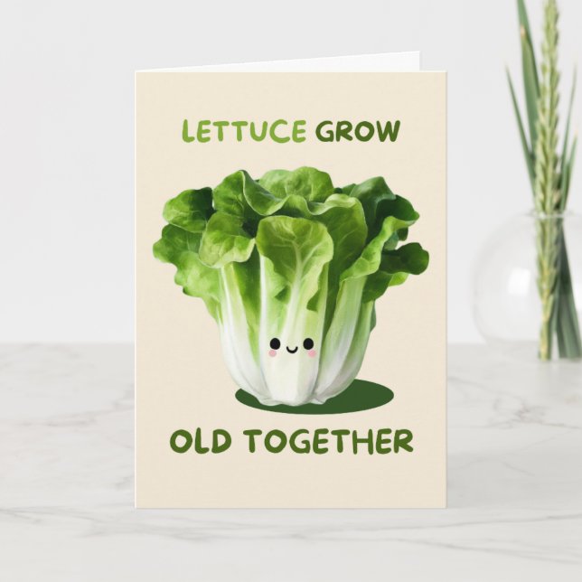Happy Anniversary Cute Funny Simple Lettuce Card Kort (Framsida)