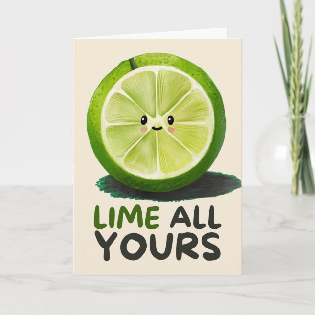 Happy Anniversary Cute Funny Simple Lime Card Kort (Framsida)