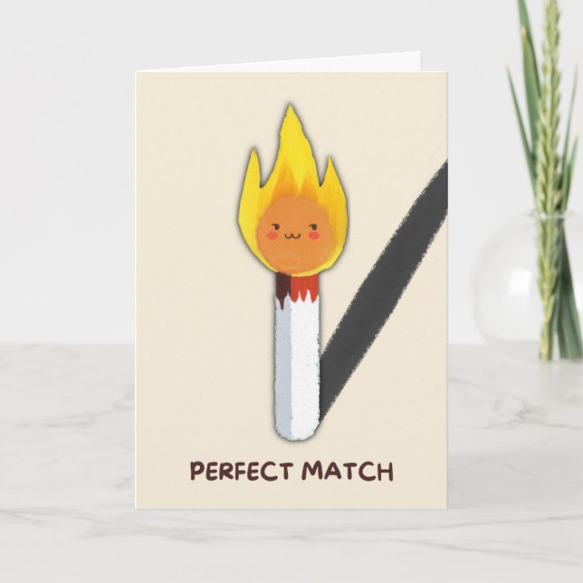 Happy Anniversary Cute Funny Simple Match Card Kort (Framsida)