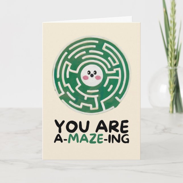 Happy Anniversary Cute Funny Simple Maze Card Kort (Framsida)