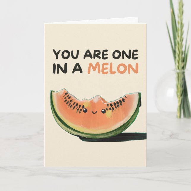 Happy Anniversary Cute Funny Simple Melon Card Kort (Framsida)