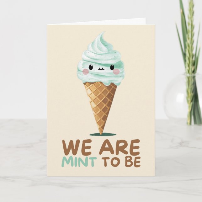 Happy Anniversary Cute Funny Simple Mint Card Kort (Framsida)