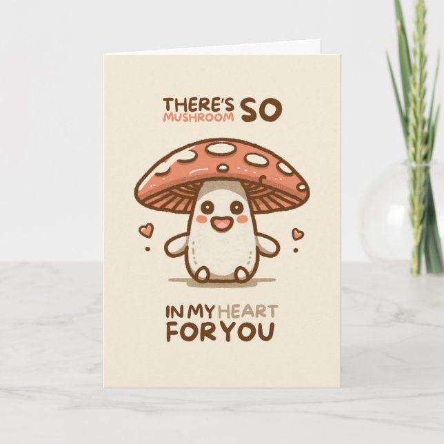 Happy Anniversary Cute Funny Simple Mushroom Card Kort (Framsida)