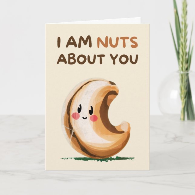 Happy Anniversary Cute Funny Simple Nut Card Kort (Framsida)