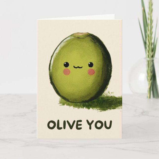 Happy Anniversary Cute Funny Simple Olive Card Kort (Framsida)