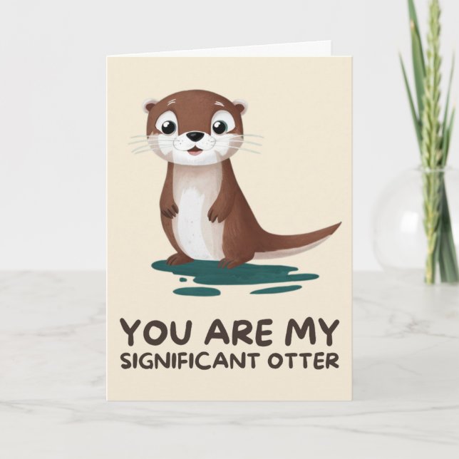 Happy Anniversary Cute Funny Simple Otter Card Kort (Framsida)