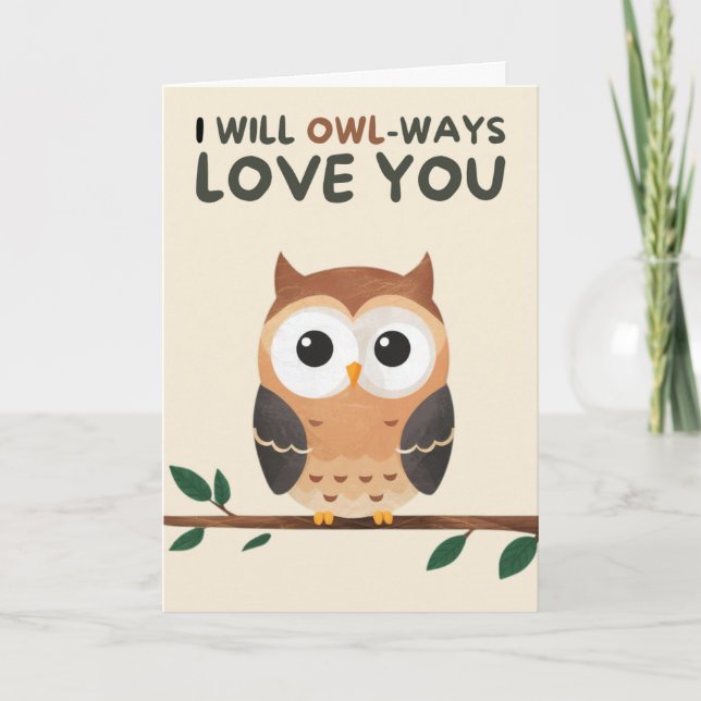 Happy Anniversary Cute Funny Simple Owl Card Kort (Framsida)