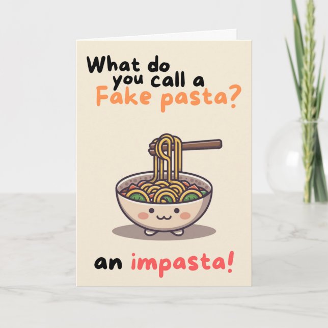 Happy Anniversary Cute Funny Simple Pasta Card Kort (Framsida)